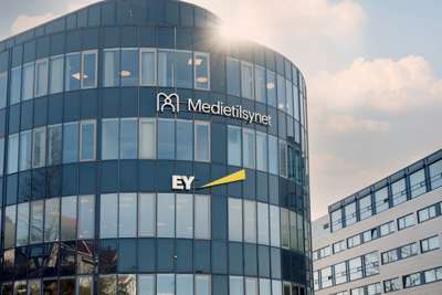 Eksteriørbilde av bygget der Medietilsynet har kontor.