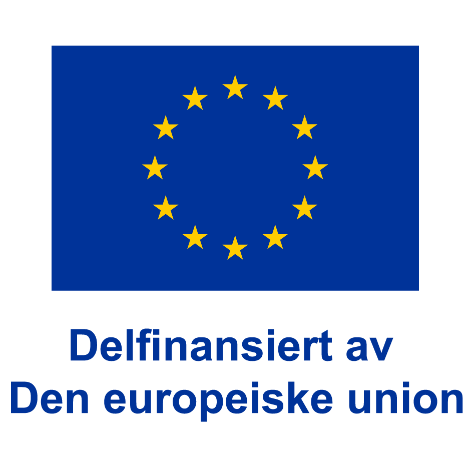 Logoen til EU med teksten "Delfinansiert av den Europeiske Union"