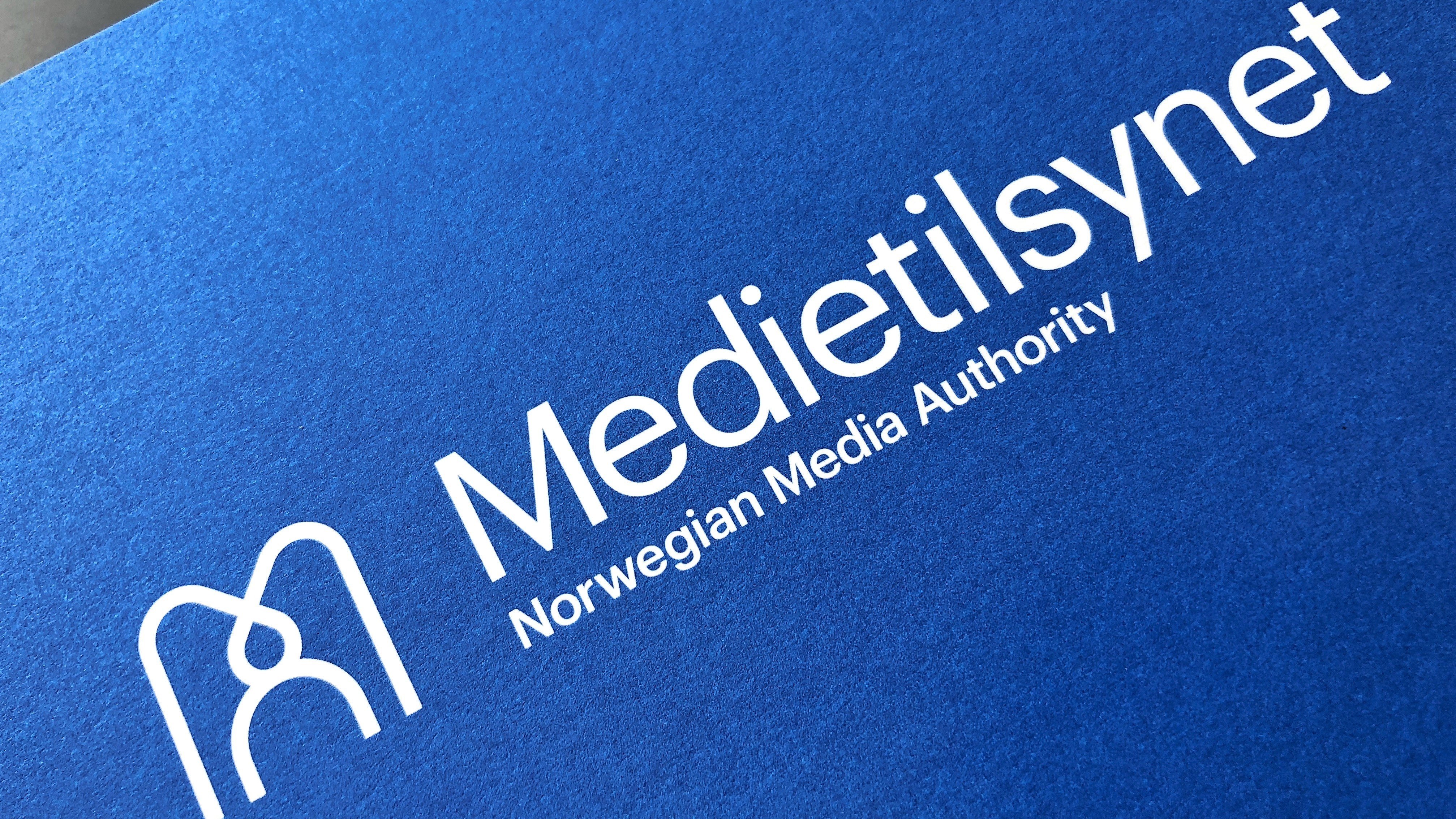 Illustrasjon: Medietilsynets logo med engelsk oversettelse under
