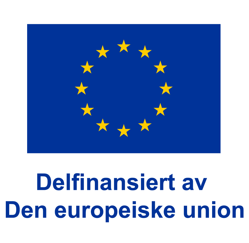 EU logo med tekst som forteller at dette er delfinansiert av EU